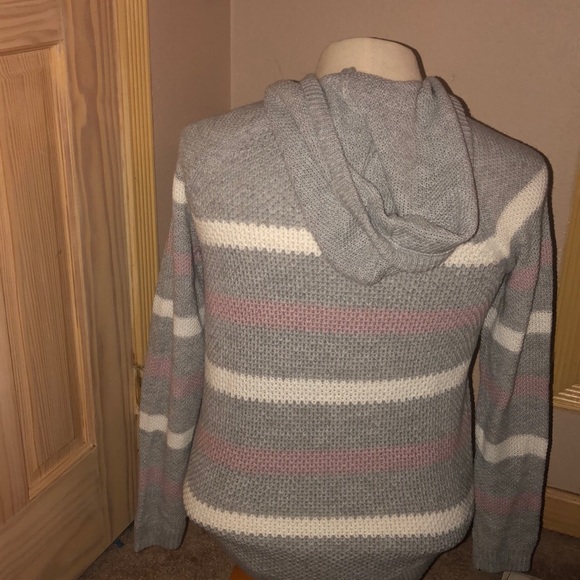 Gray striped Knitted hoodie size XL - Picture 2 of 3